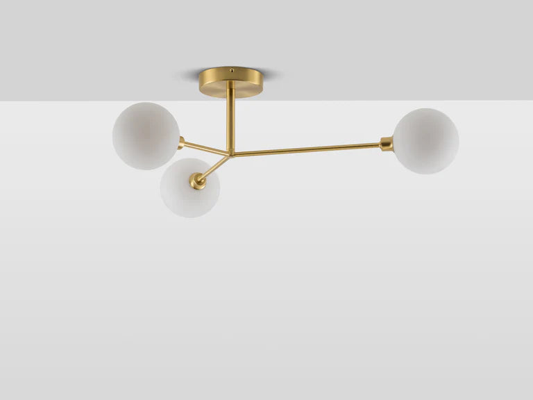 Brass 3 Light Flush Ceiling Light