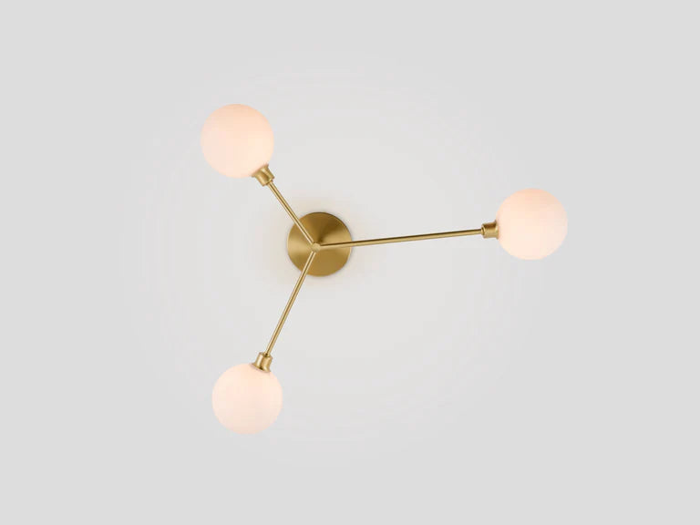 Brass 3 Light Flush Ceiling Light
