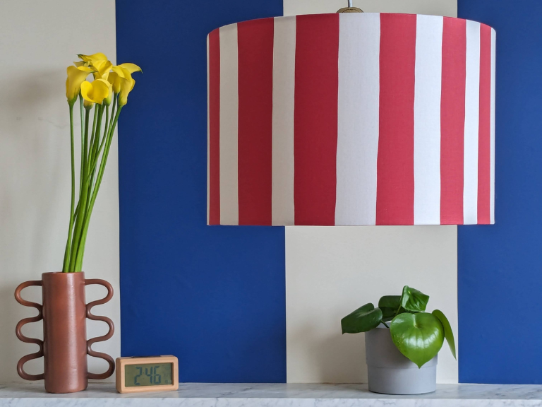 Jam Red & White Stripe Printed Shade