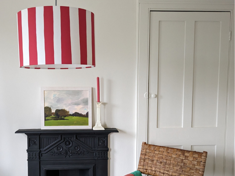 Jam Red & White Stripe Printed Shade