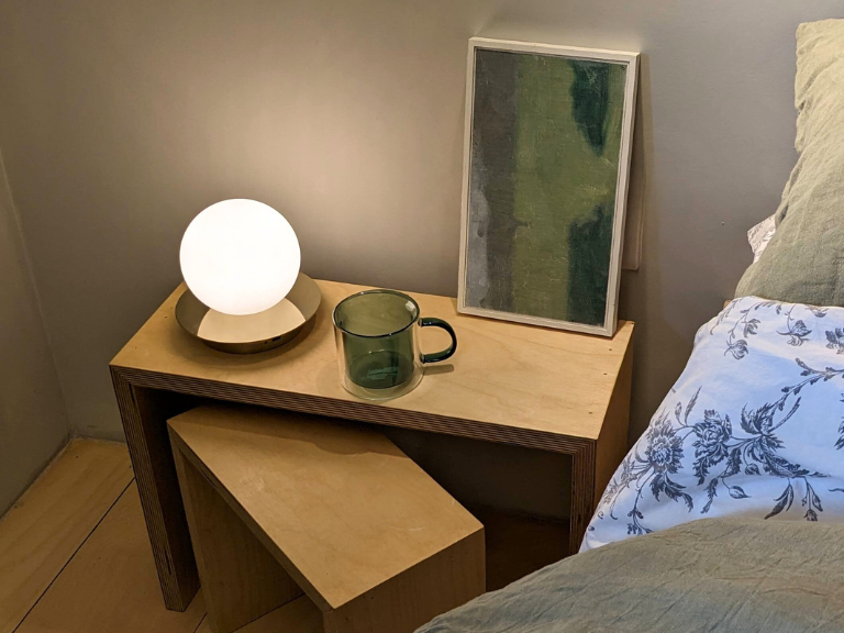 Brass Opal Disk Cordless Table Lamp