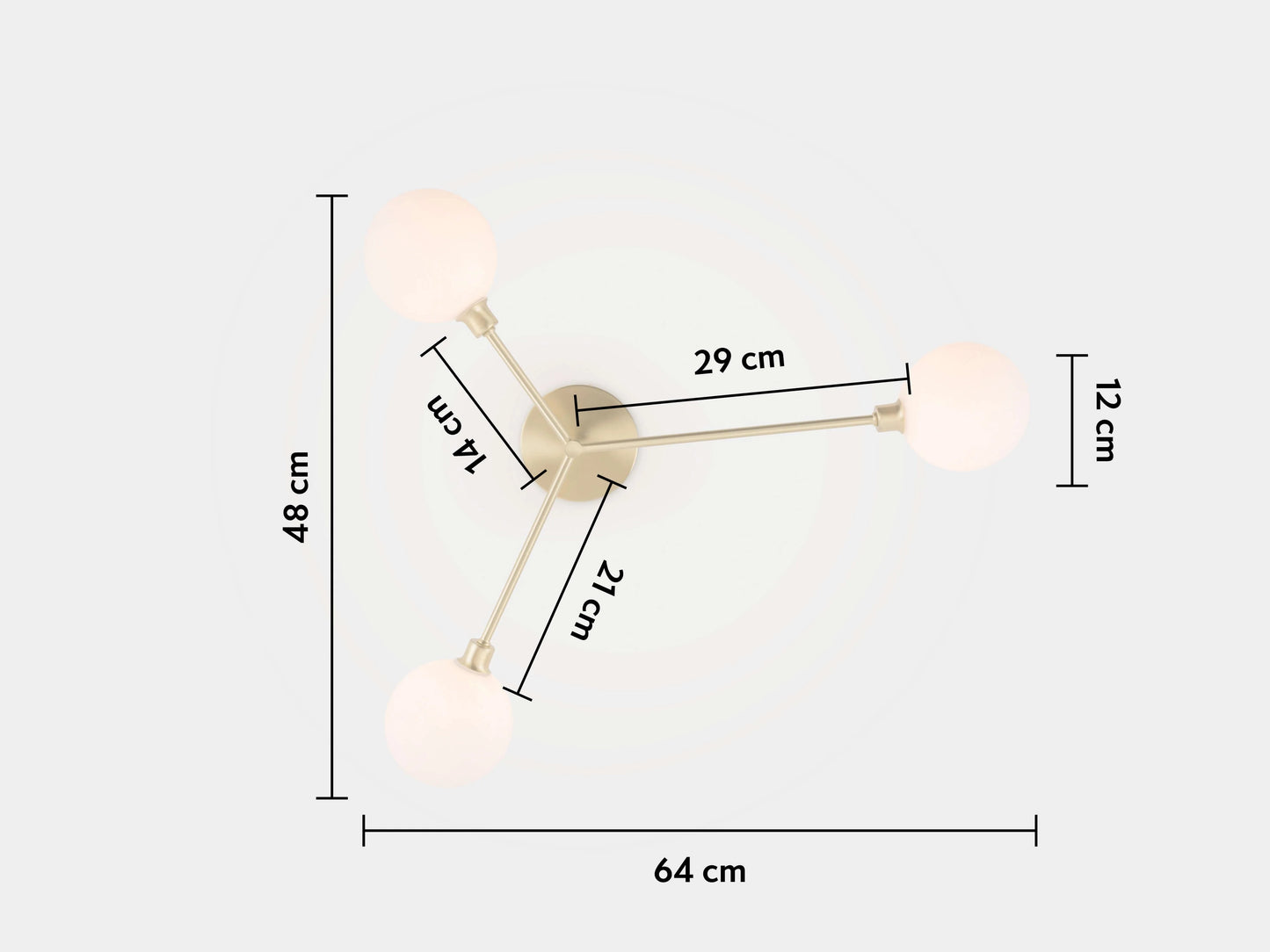 Brass 3 Light Flush Ceiling Light