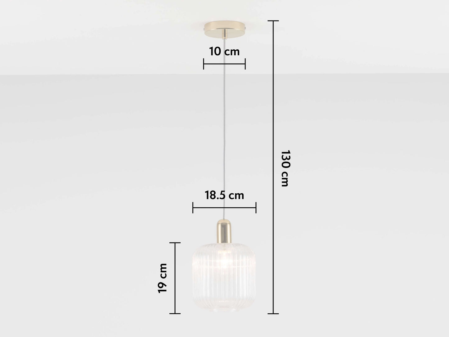 Clear Ribbed Glass Shade Ceiling Light