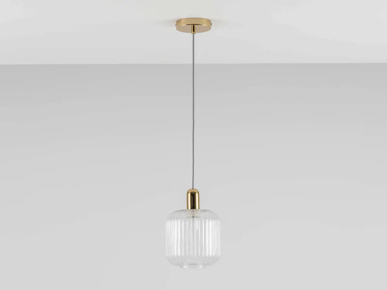 Clear Ribbed Glass Shade Ceiling Light