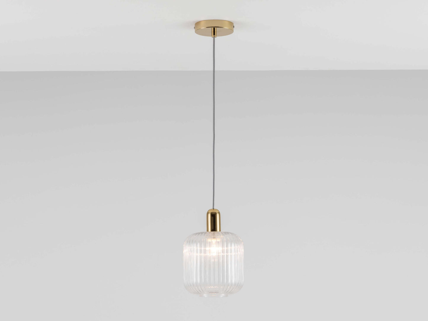 Clear Ribbed Glass Shade Ceiling Light