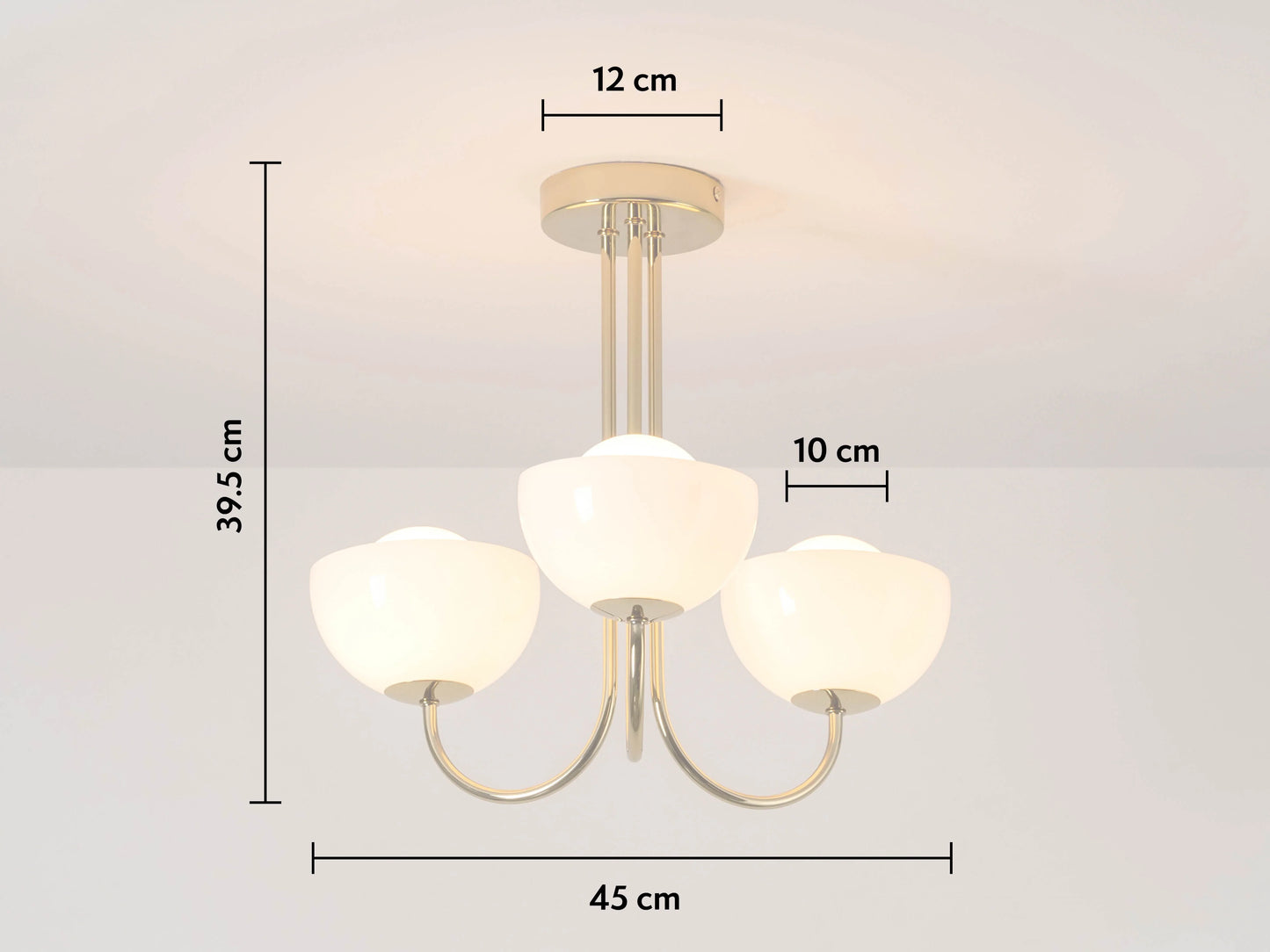 Brass 3 Light Dome Ceiling Light