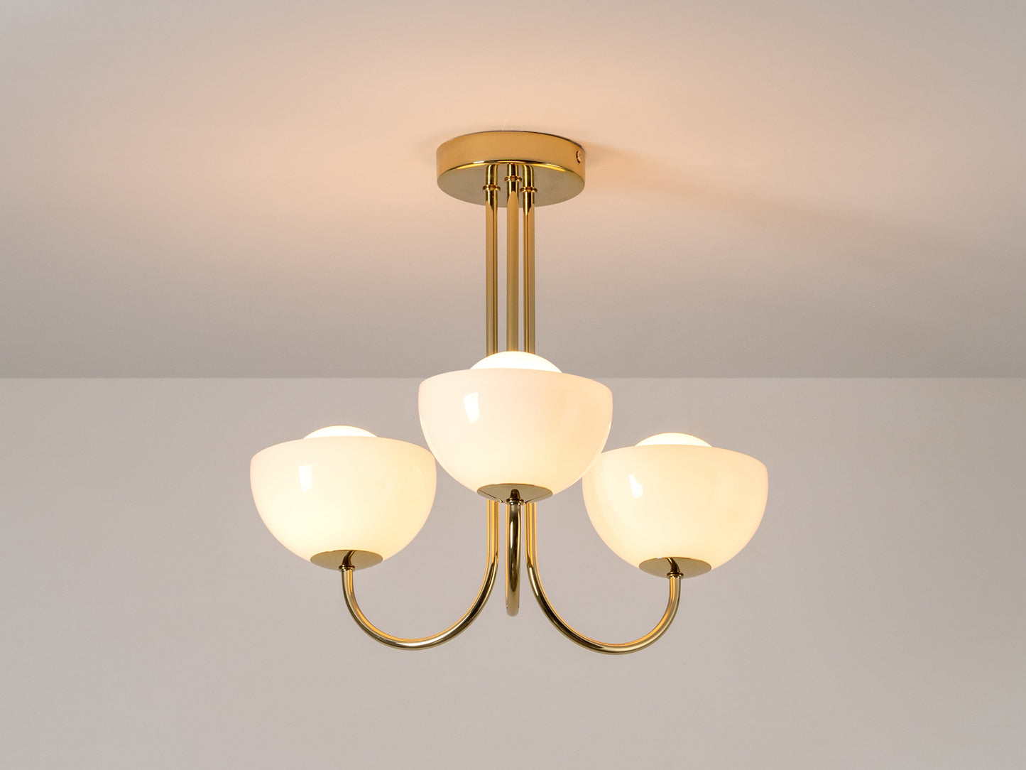 Brass 3 Light Dome Ceiling Light