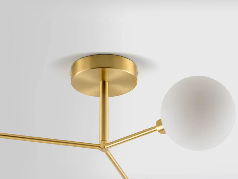Brass 3 Light Flush Ceiling Light
