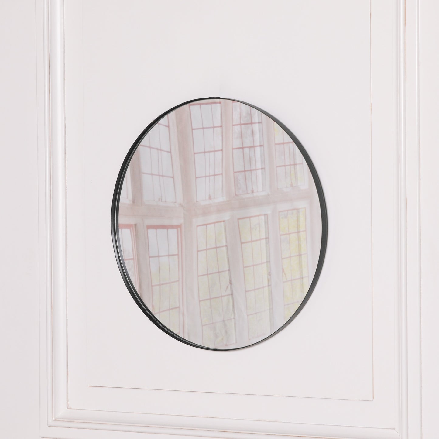 Black Round Wall Mirror - 50cm