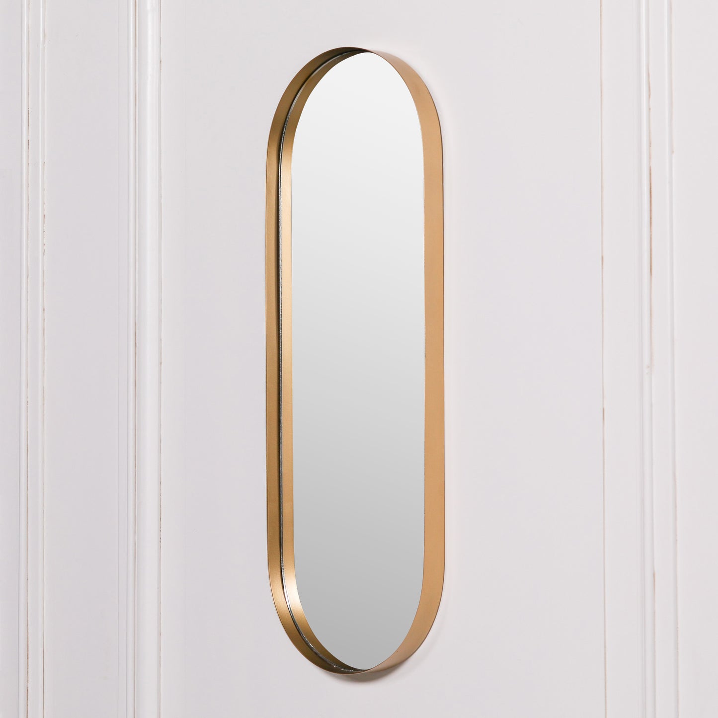 Gold Slim Oval Wall Mirror - 75cm