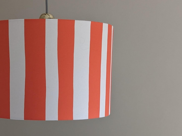 Peel Orange & White Stripe Printed Shade