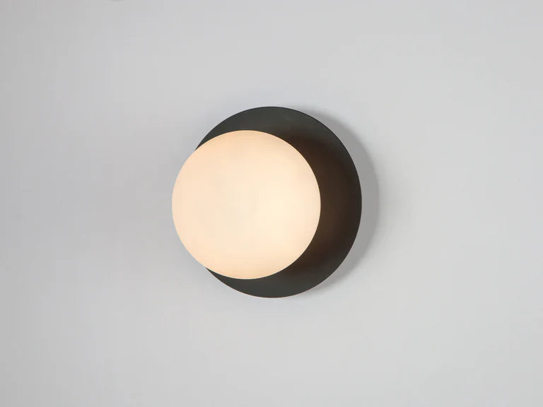 Charcoal Grey Opal Disk Wall Light