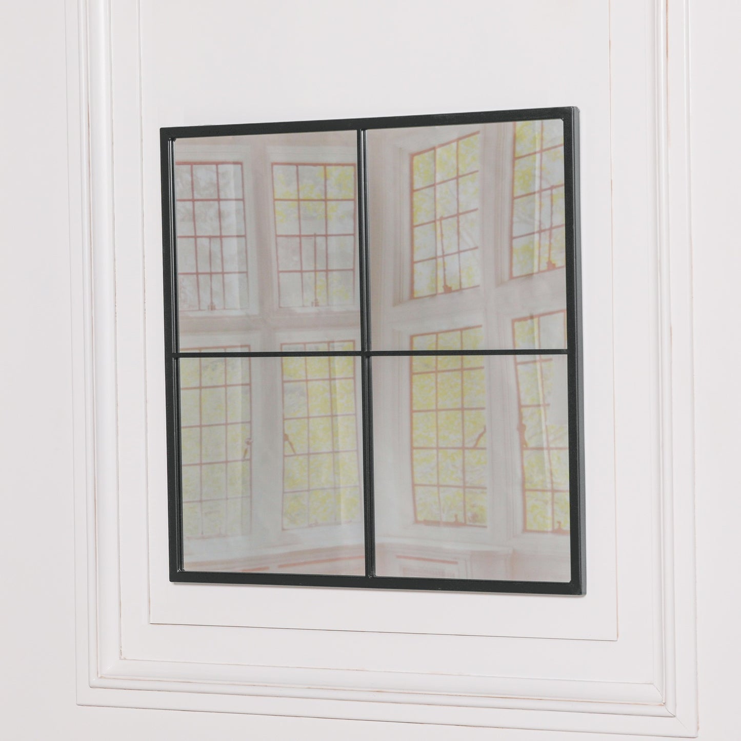 Black Metal Window Mirror - 60cm