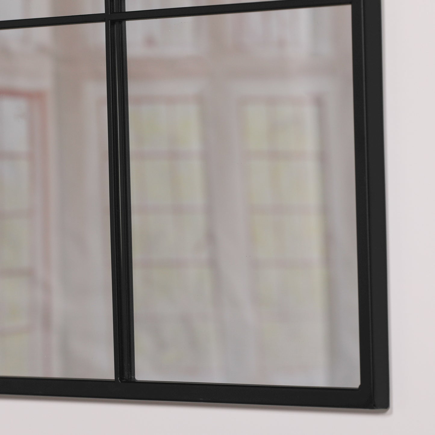 Black Metal Window Mirror - 60cm