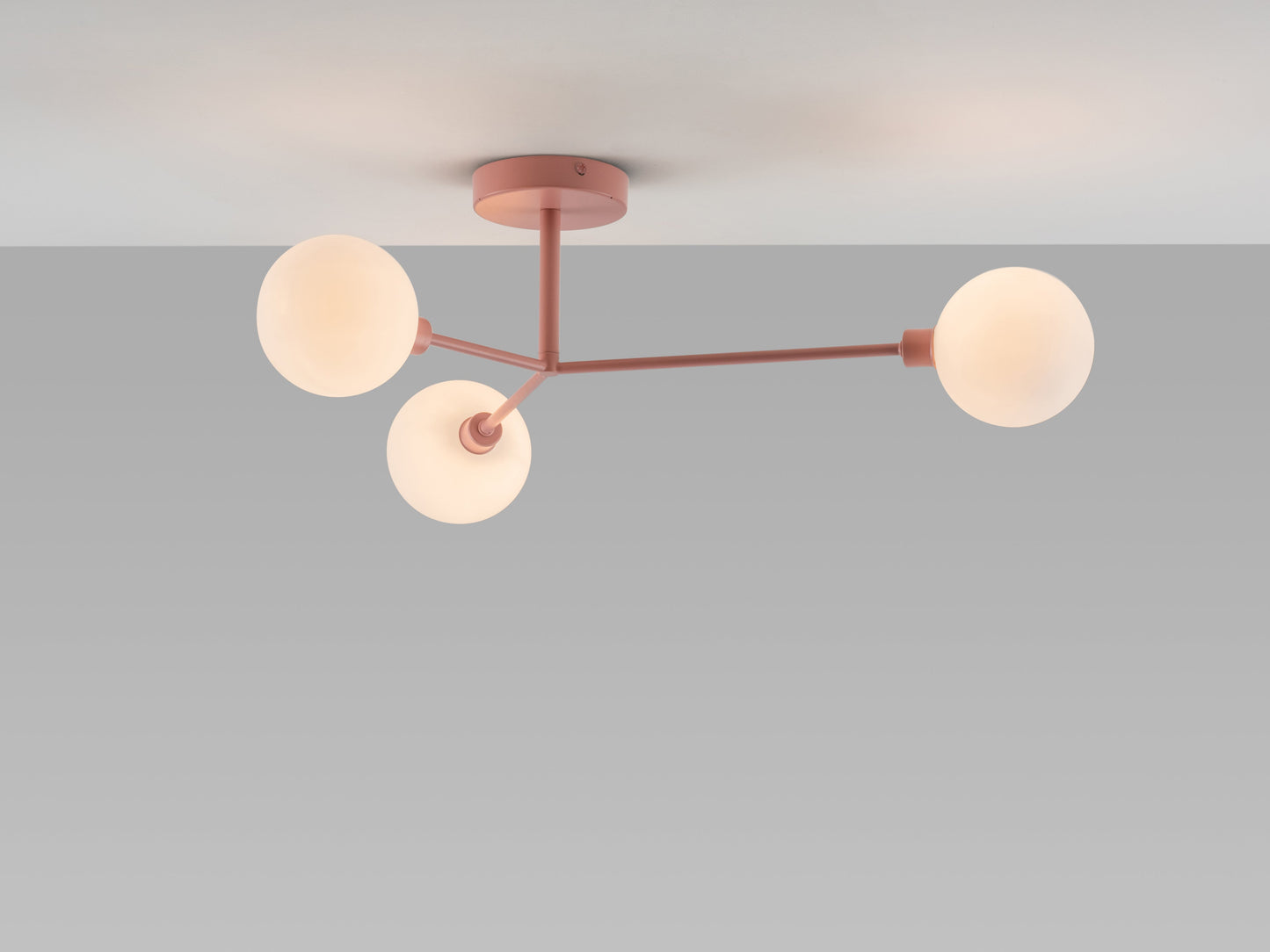 Pink 3 Light Flush Ceiling Light