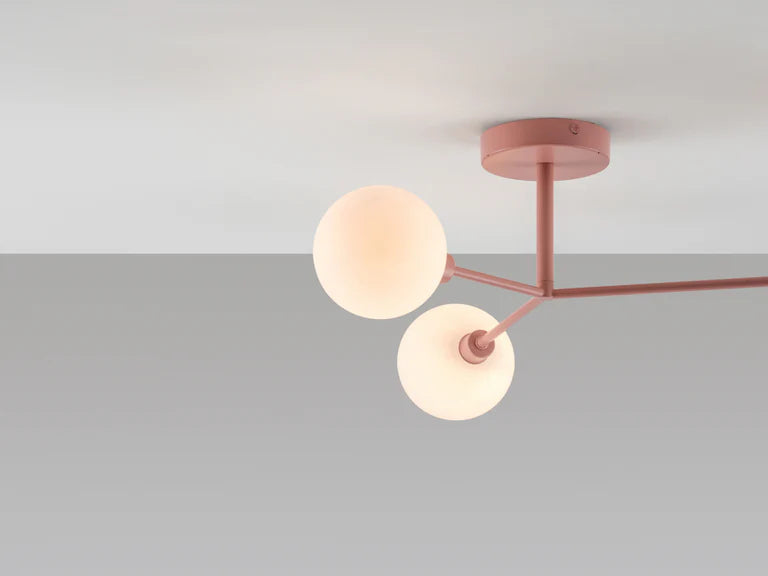 Pink 3 Light Flush Ceiling Light