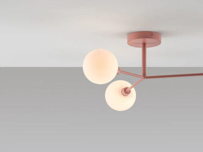 Pink 3 Light Flush Ceiling Light