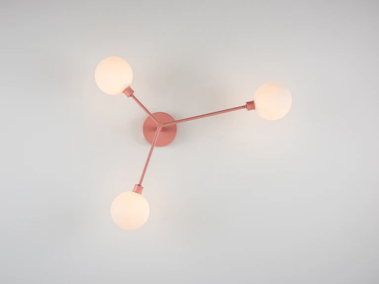 Pink 3 Light Flush Ceiling Light