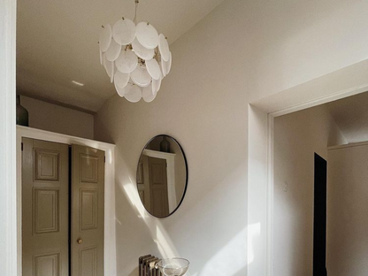 White Glass Disk Chandelier Ceiling Light