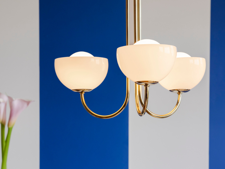 Brass 3 Light Dome Ceiling Light