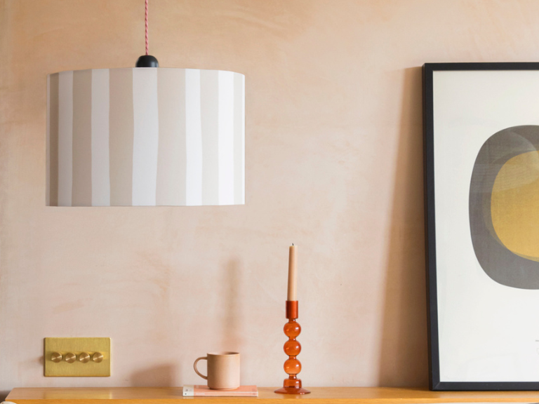 Sand & White Stripe Printed Shade