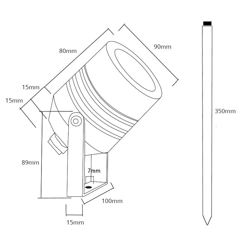 AlvaLED - 15W Black LED Spike Light (240V) 3000K - 10° and 38° Beam Angles