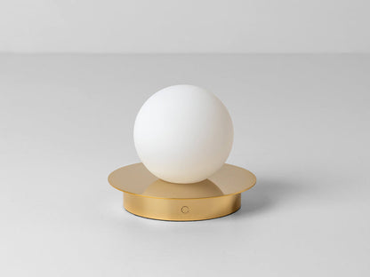 Brass Opal Disk Cordless Table Lamp