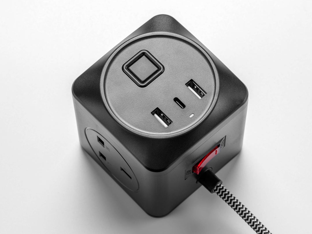 Black Fabric Extension Lead