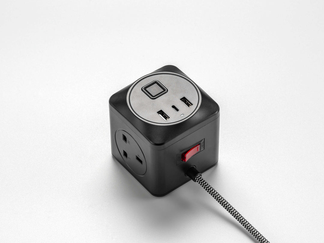 Black Fabric Extension Lead