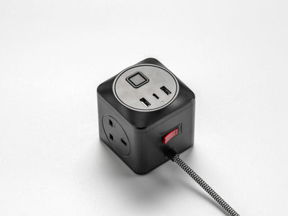 Black Fabric Extension Lead