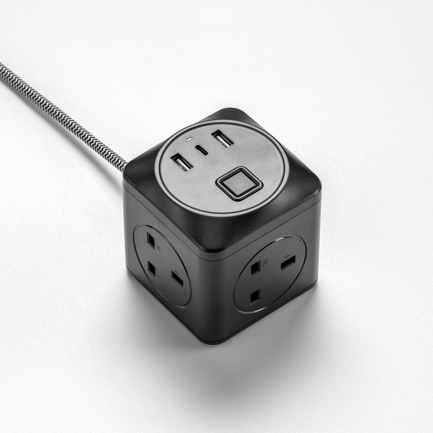 Black Fabric Extension Lead