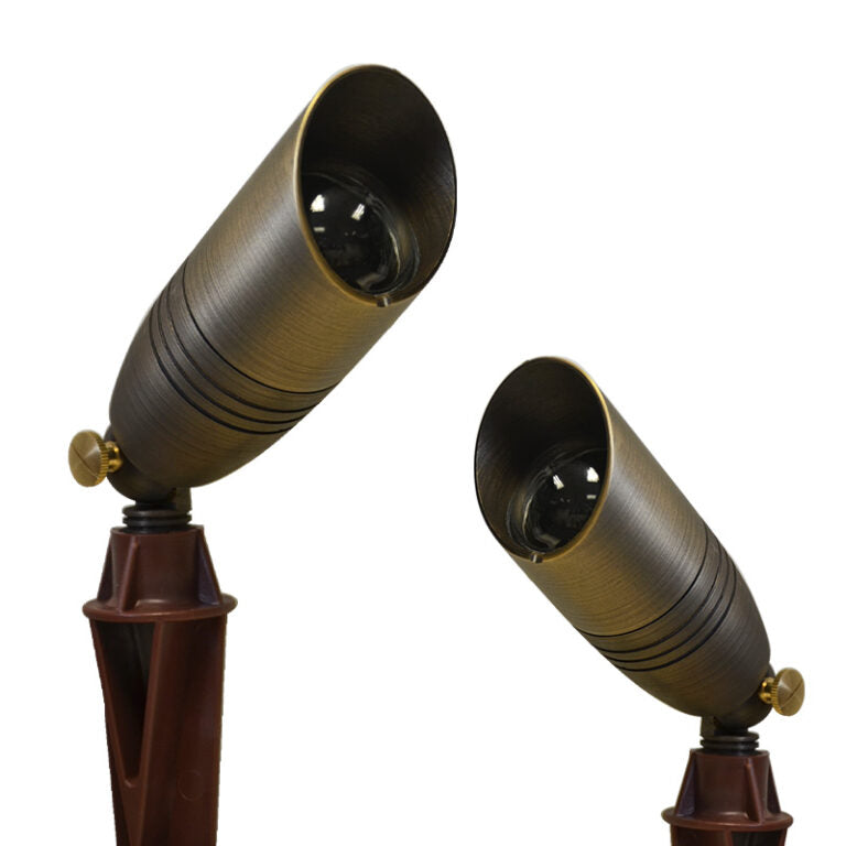 Director Up Light / Solid Brass Spike Light - Rustic Bronze Finish (12v Plug & Play)