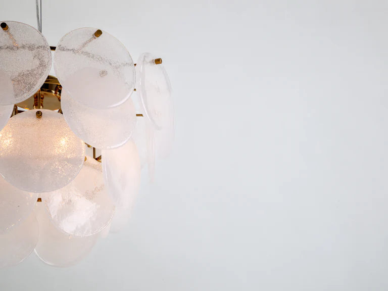 White Glass Disk Chandelier Ceiling Light