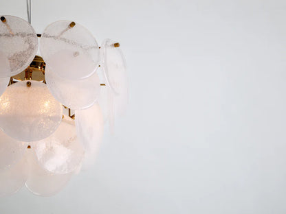 White Glass Disk Chandelier Ceiling Light