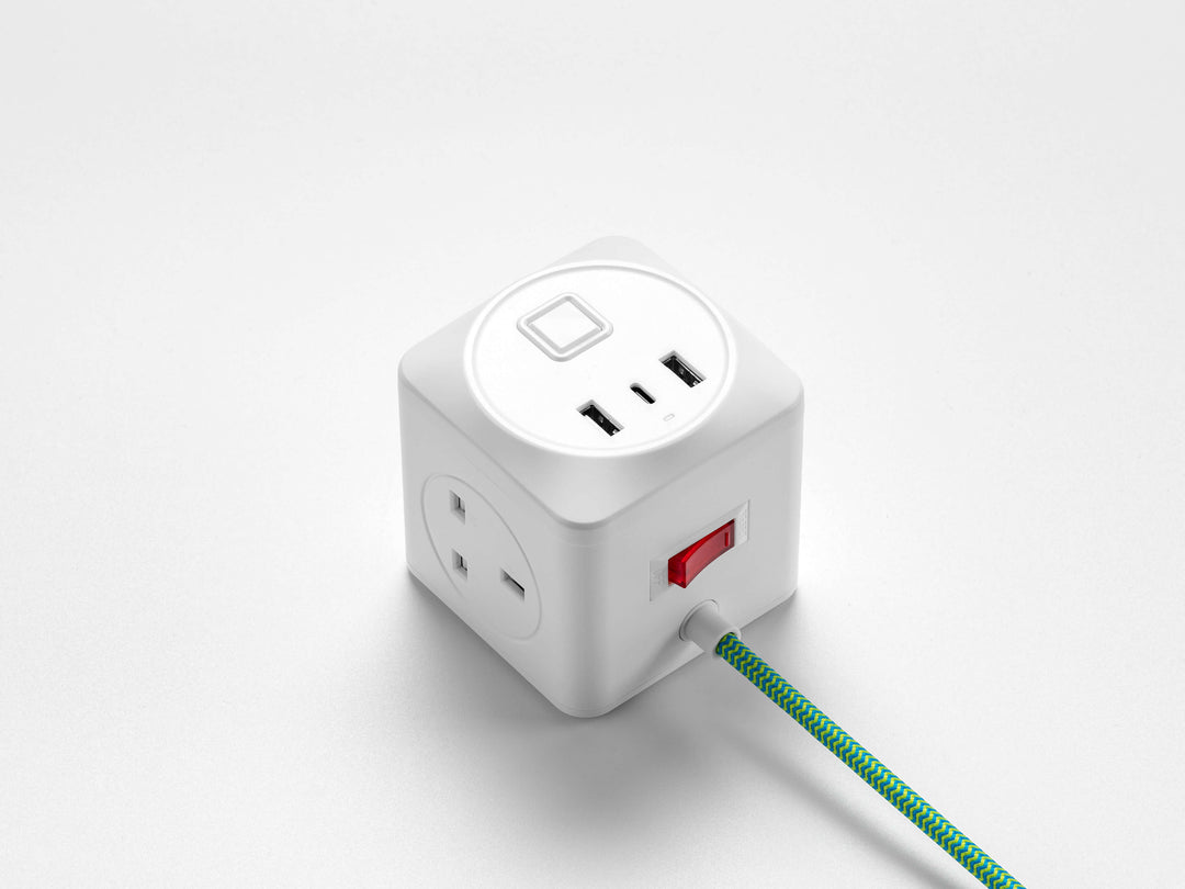 Green Fabric Extension Lead