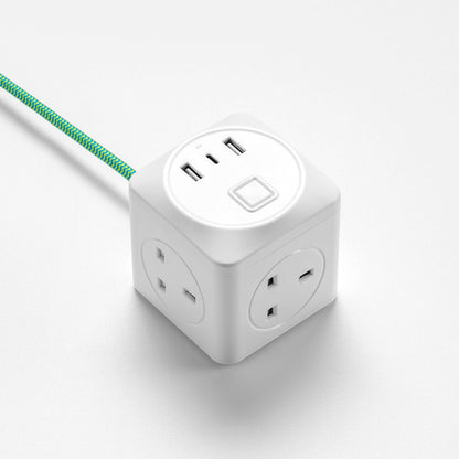 Green Fabric Extension Lead