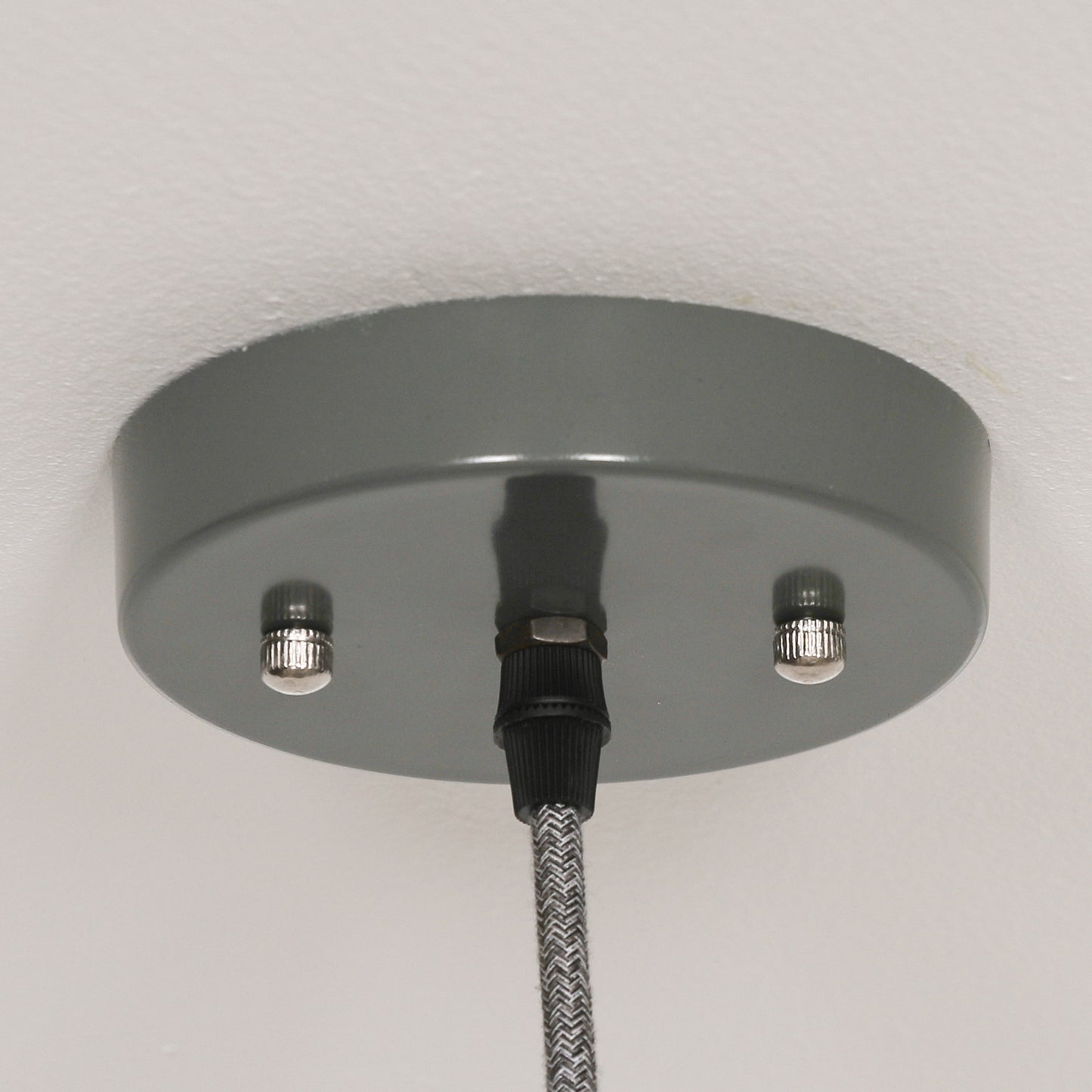Factory Style Grey Enamel Painted Pendant Light - 36cm