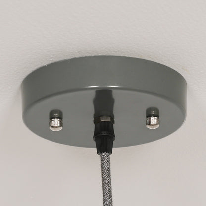 Factory Style Grey Enamel Painted Pendant Light - 36cm