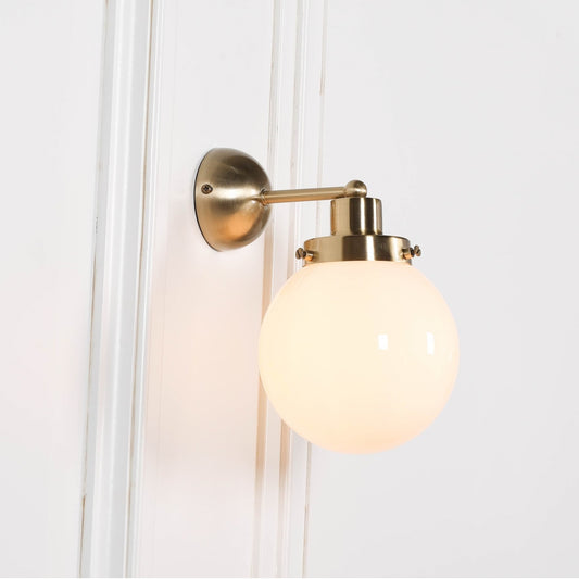 Brushed Gold Style Brass Wall Light With Frosted Glass