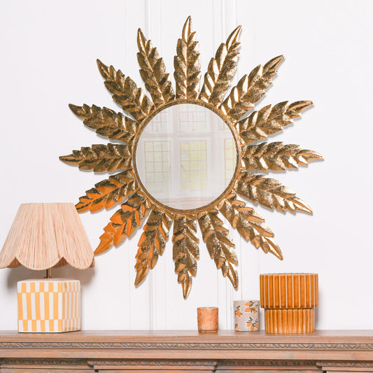 Round Flower Metal Wall Mirror - 76cm