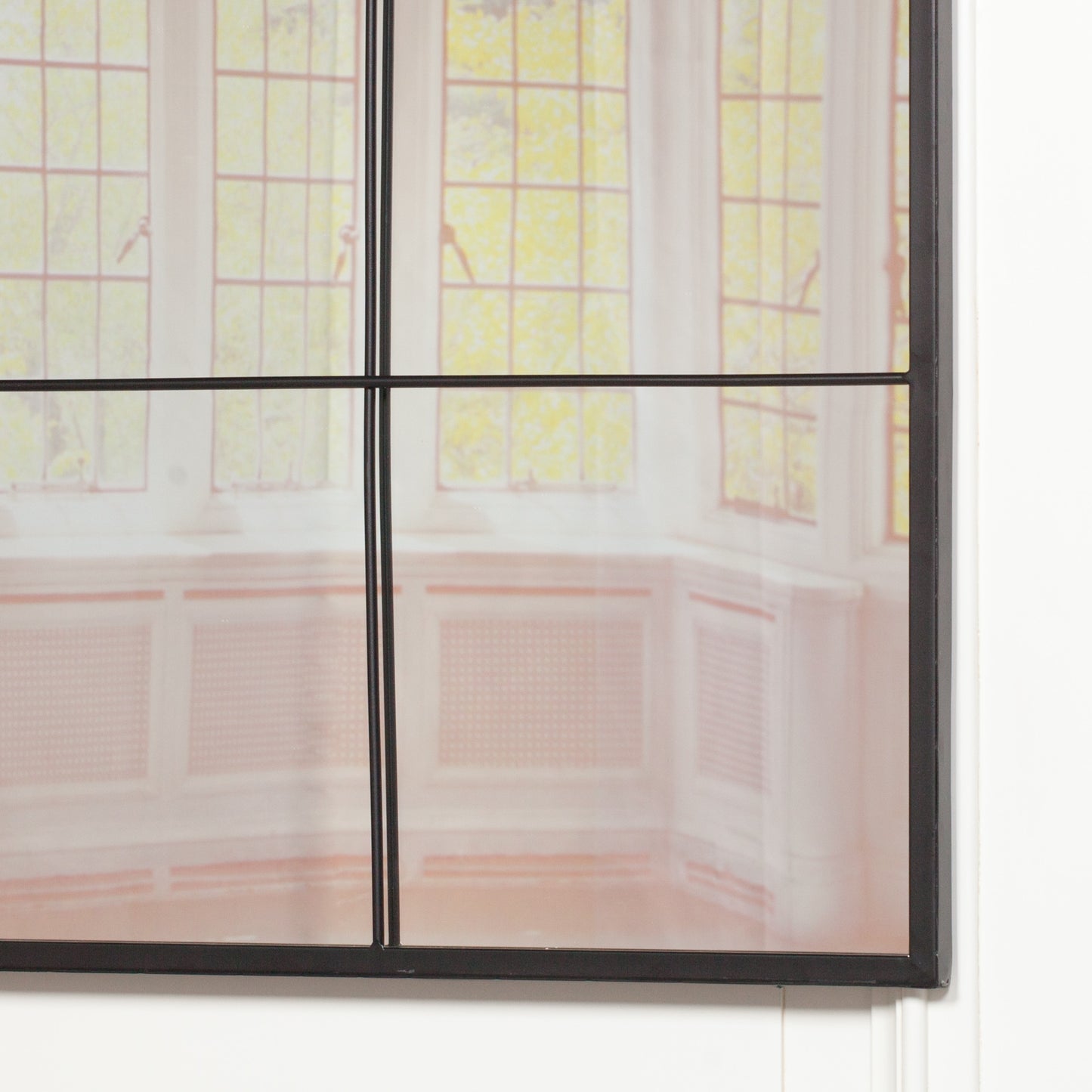 Black Metal Window Mirror - 90cm