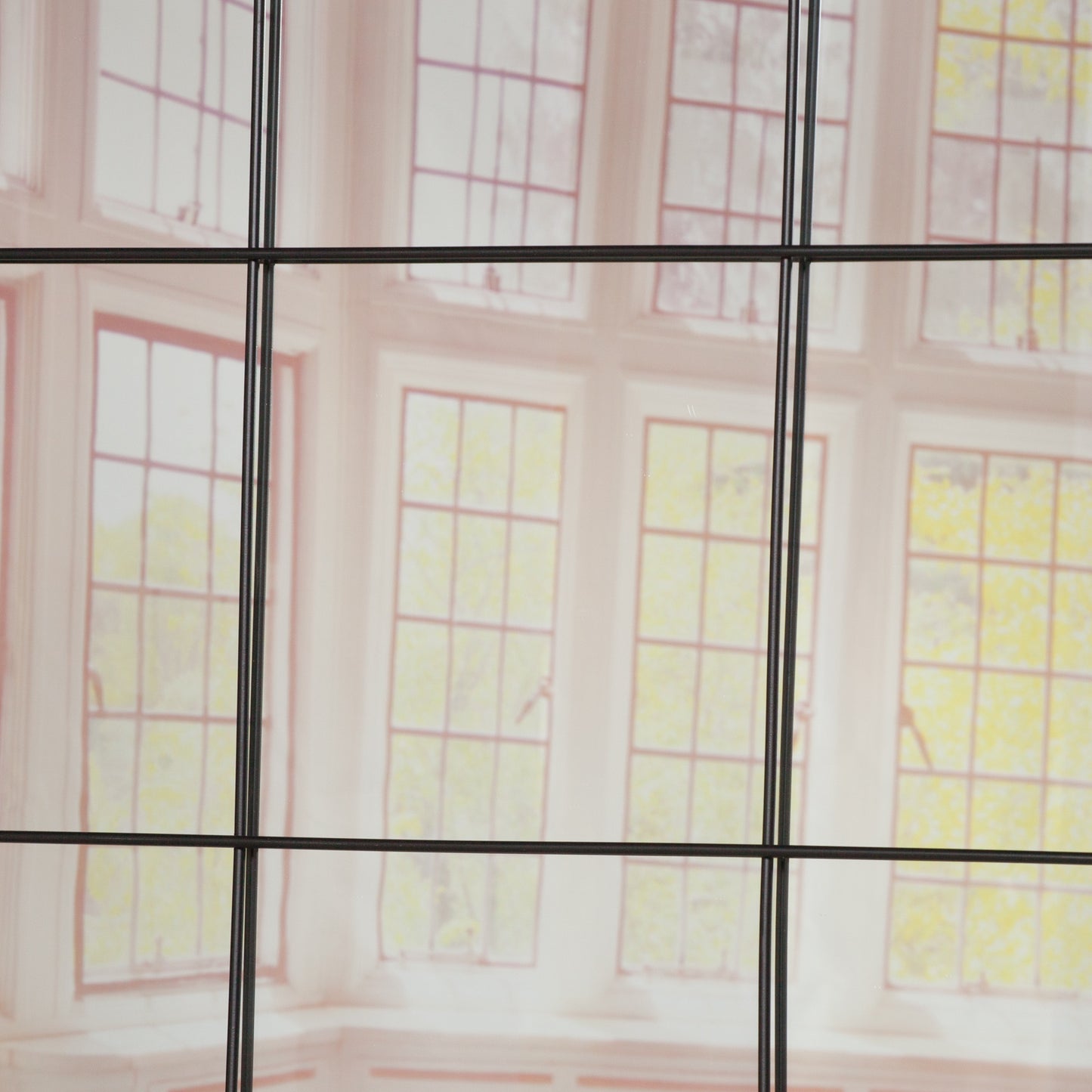 Black Metal Window Mirror - 90cm