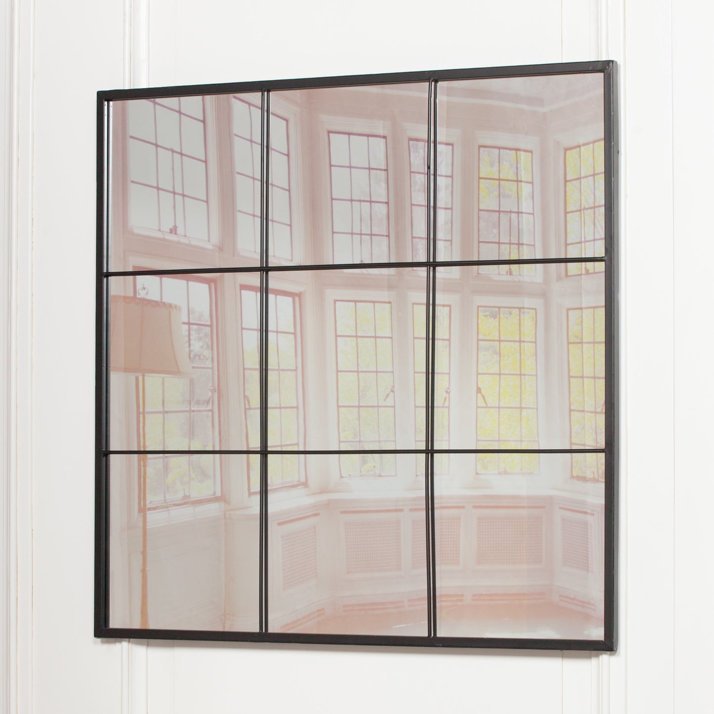 Black Metal Window Mirror - 90cm