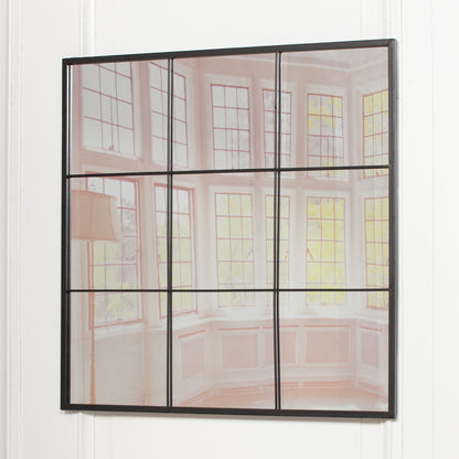 Black Metal Window Mirror - 90cm