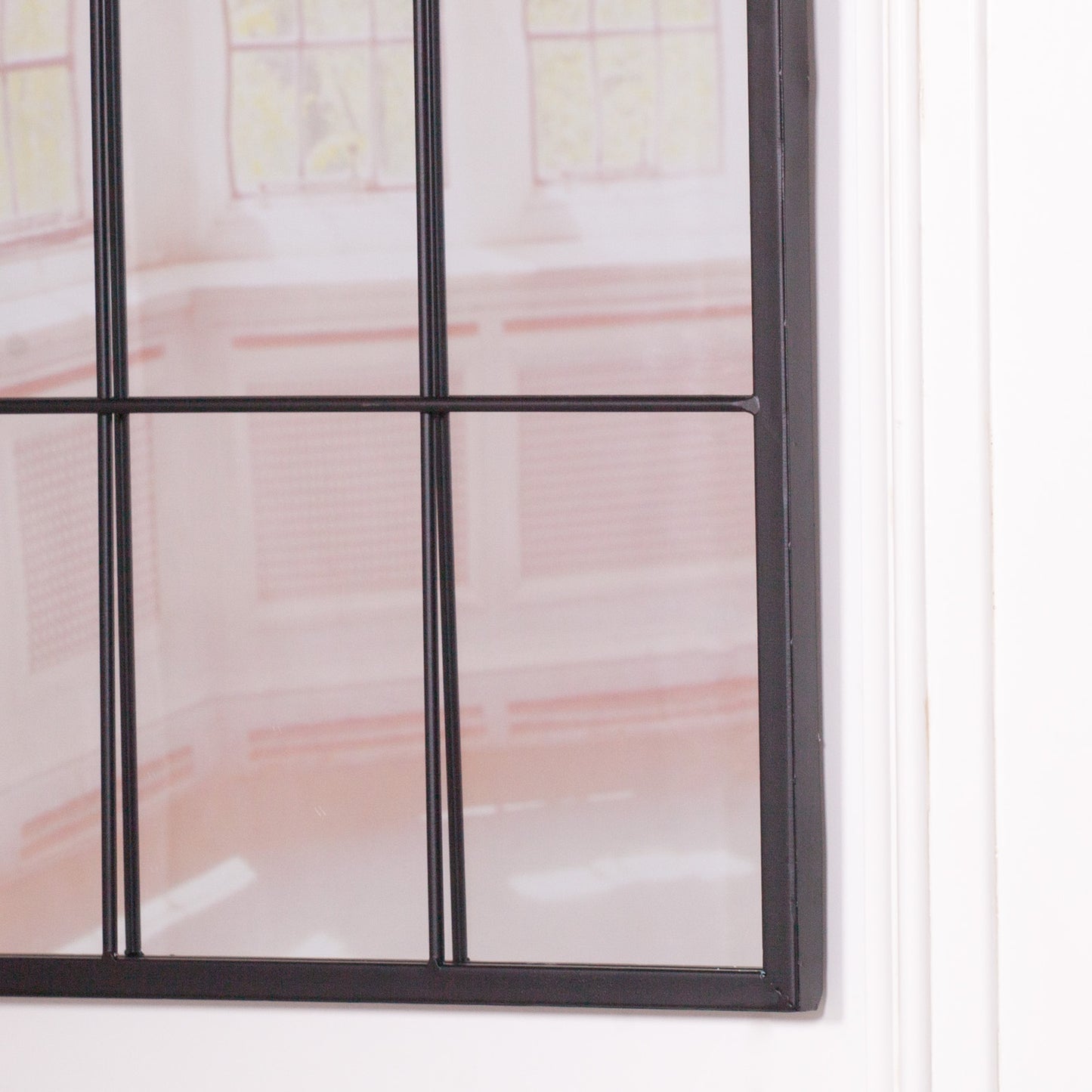 Black Arched Metal Window Mirror