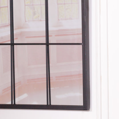 Black Arched Metal Window Mirror