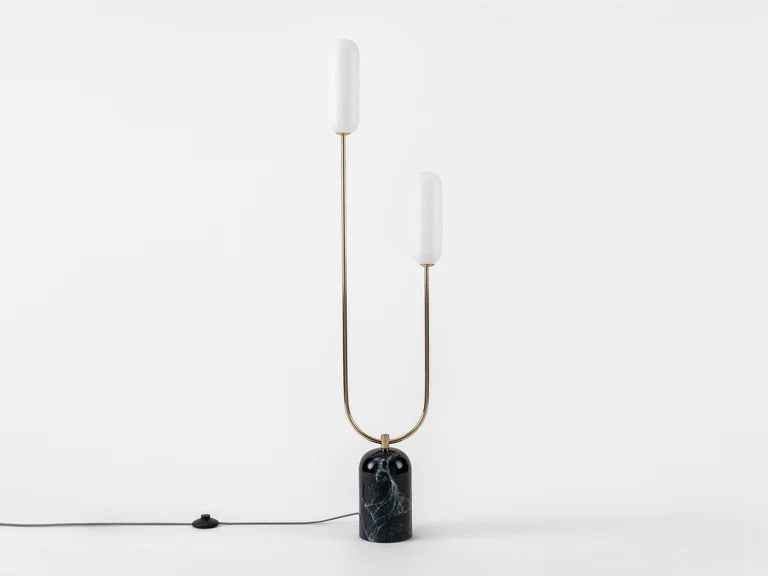 Olive Green Marble Curve Floor Lamp