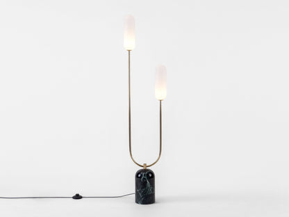 Olive Green Marble Curve Floor Lamp