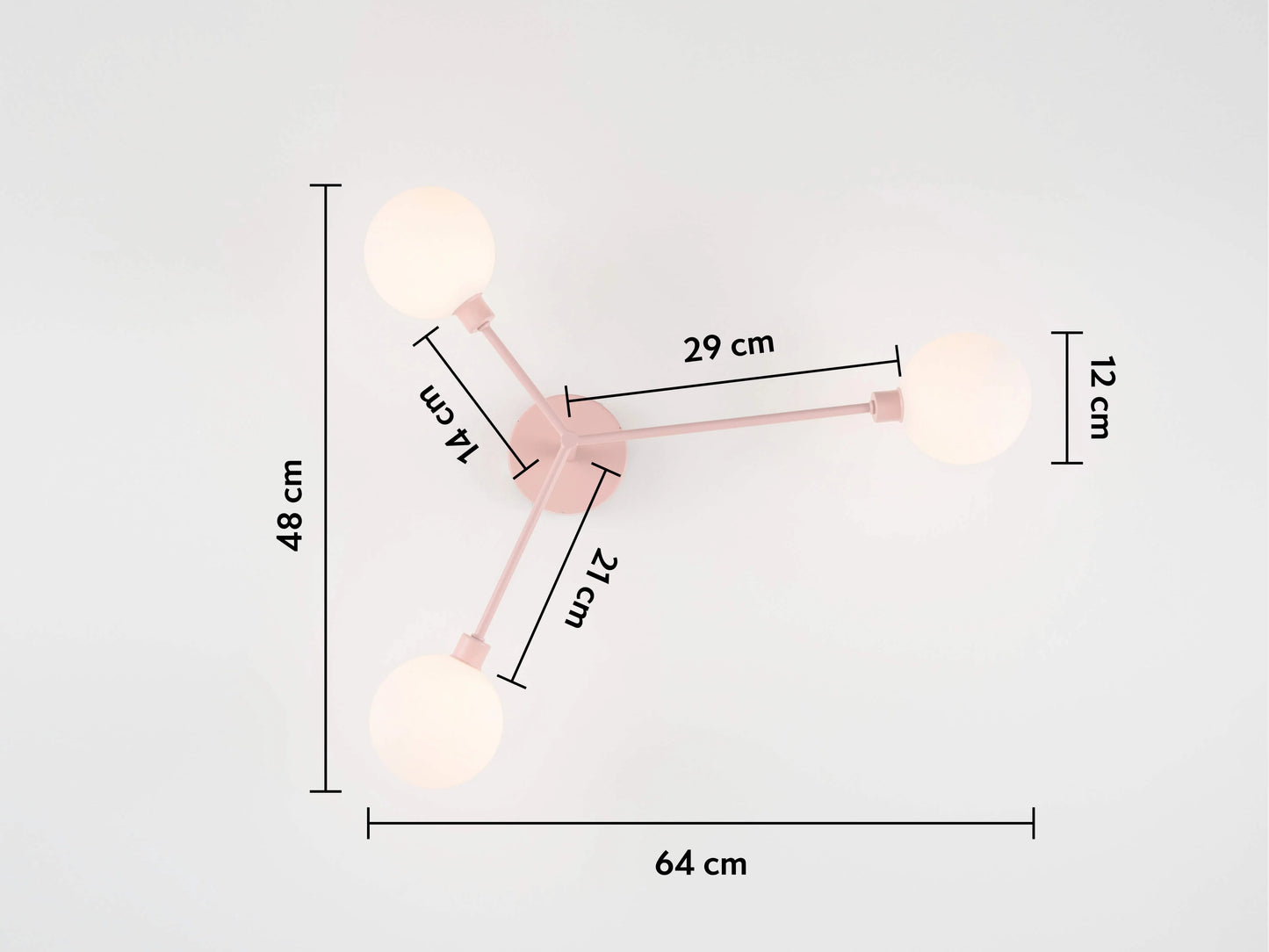 Pink 3 Light Flush Ceiling Light