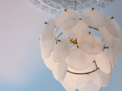 White Glass Disk Chandelier Ceiling Light